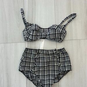 Lisa Marie Fernandez Black and White Plaid Bikini